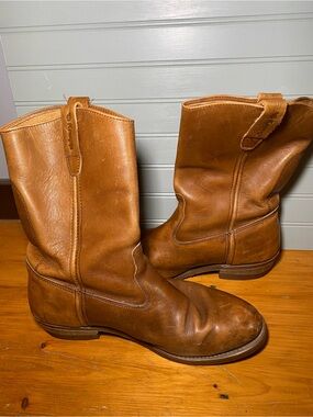 Vintage Knapp Men's Tan Leather Pull-On Western Work Boots